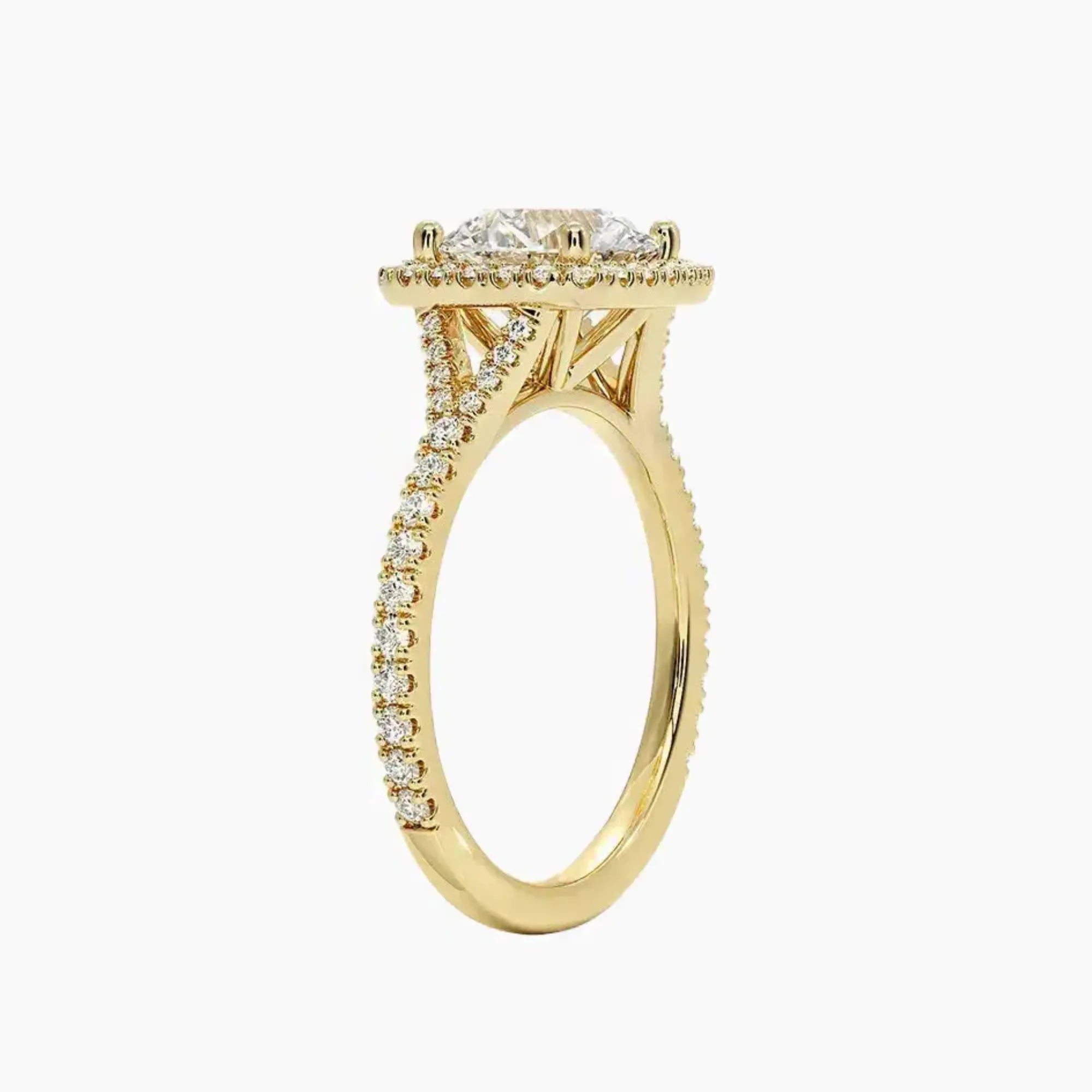 Lysandra Round Hidden Halo 1.5 Carat Lab Grown Diamond Engagement Ring in 18K Yellow Gold