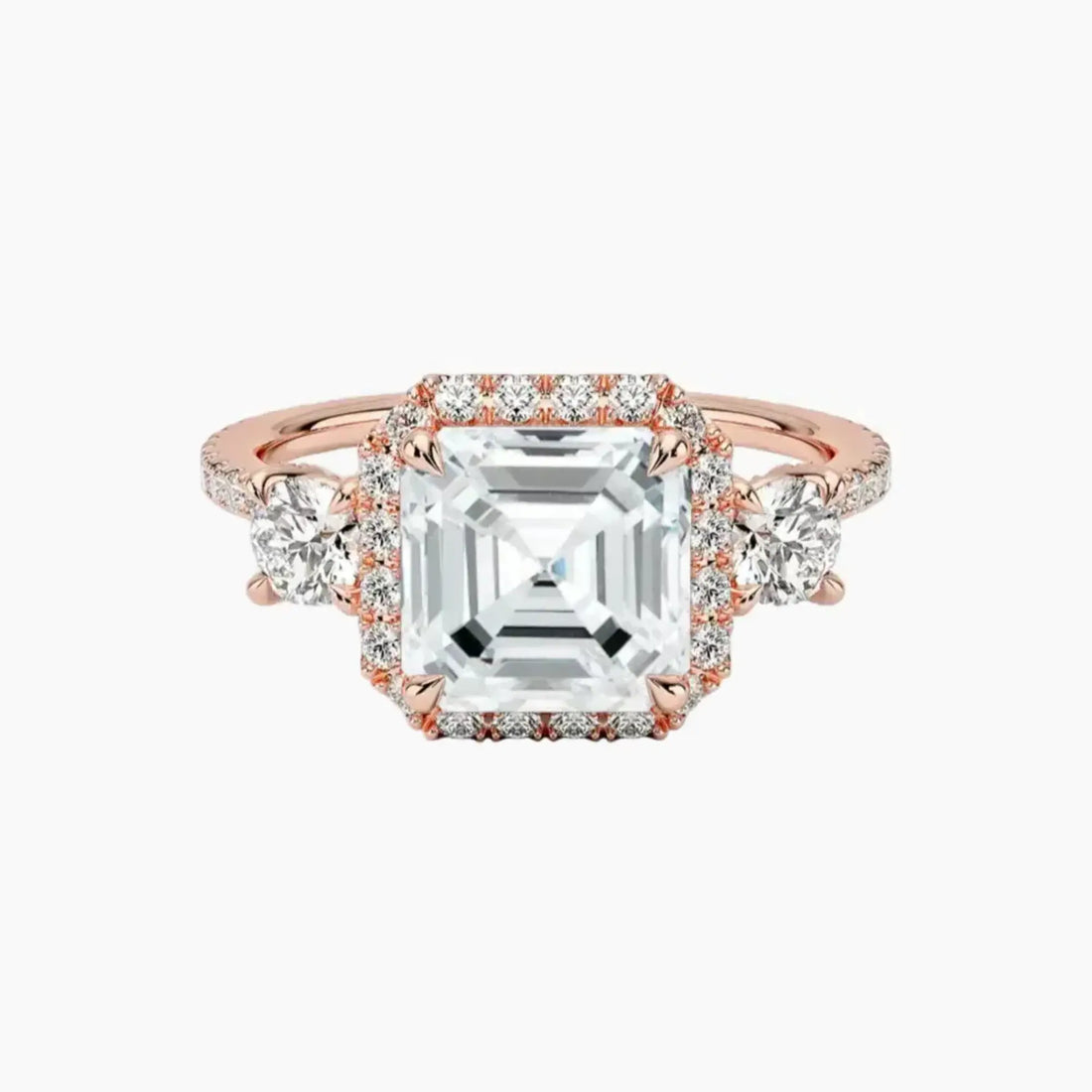 Brielle Asscher Hidden Halo 2.5 Carat Lab Grown Diamond Engagement Ring in 18K White Gold