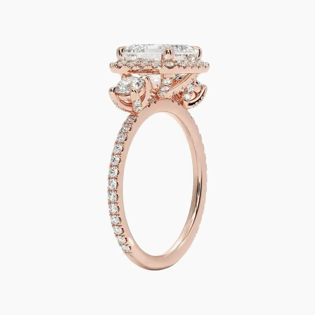 Brielle Asscher Hidden Halo Diamond Ring Setting in 18K White Gold