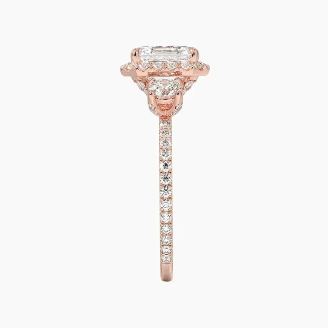 Brielle Asscher Hidden Halo 3 Carat Lab Grown Diamond Engagement Ring in 14K Yellow Gold