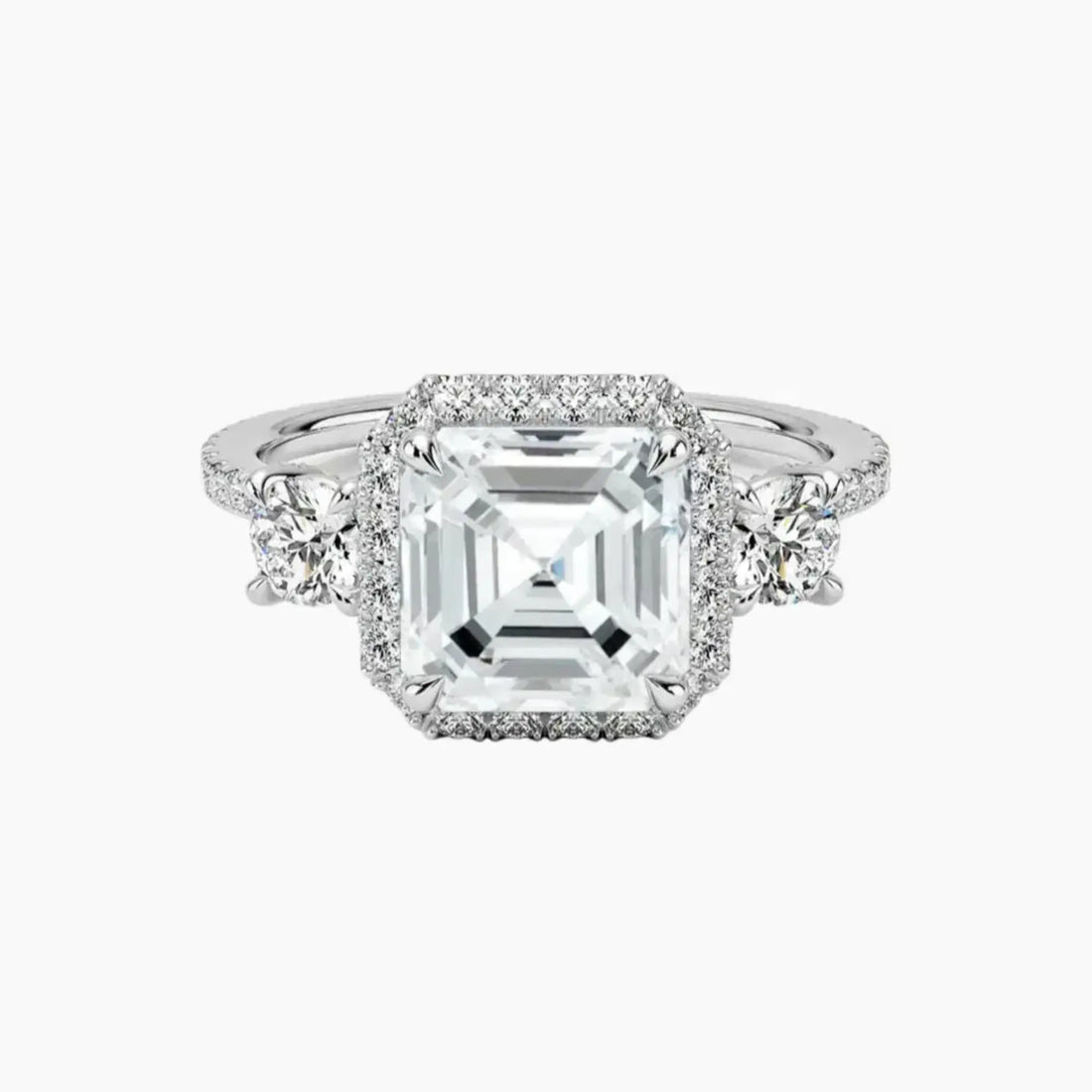 Brielle Asscher Hidden Halo 2 Carat Lab Grown Diamond Engagement Ring in 14K White Gold