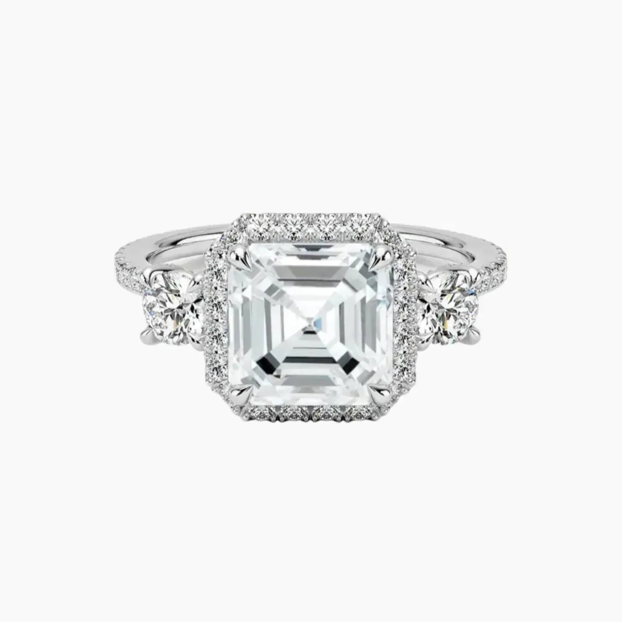 Brielle Asscher Hidden Halo Diamond Ring Setting in 18K White Gold