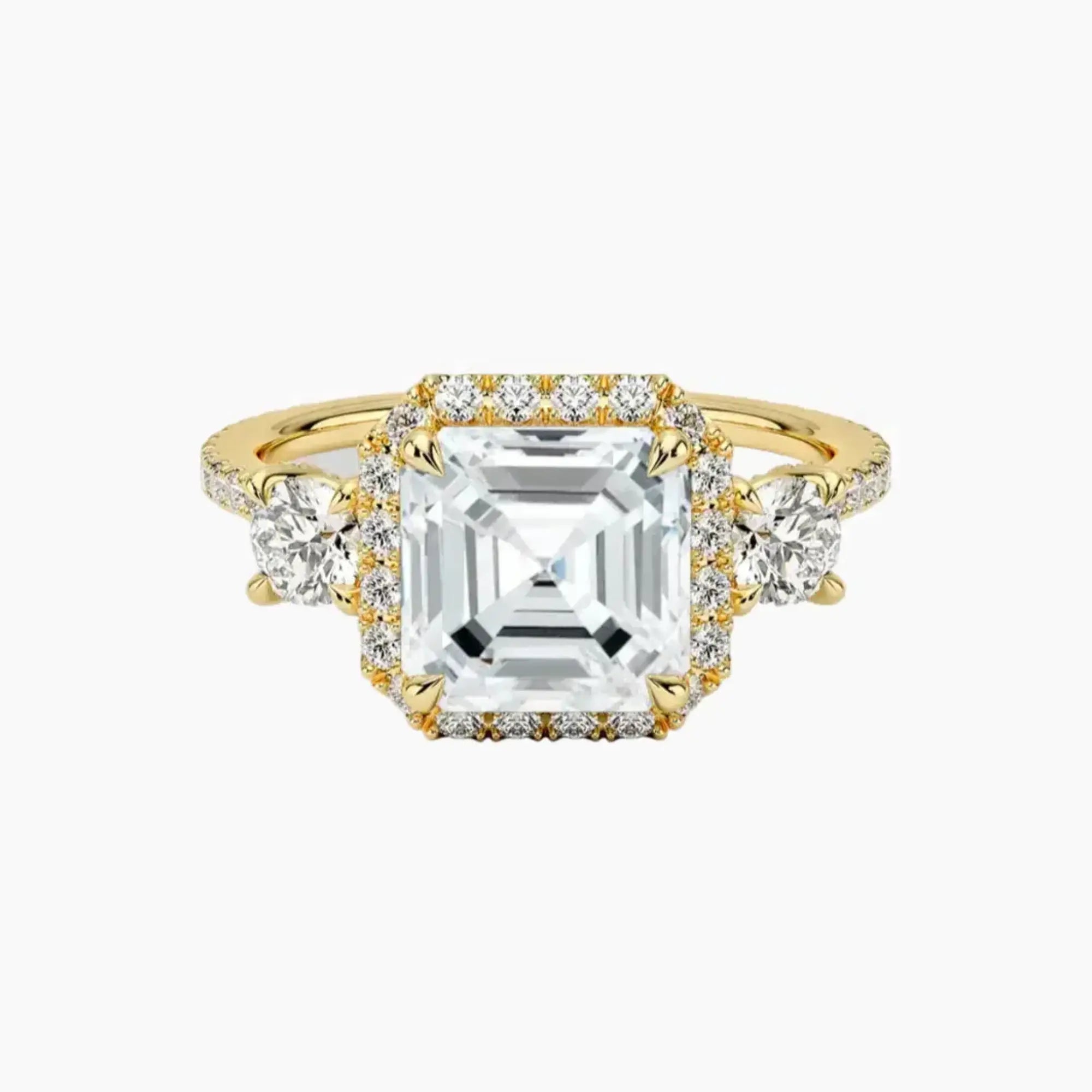 Brielle Asscher Hidden Halo 3 Carat Lab Grown Diamond Engagement Ring in 18K Rose Gold