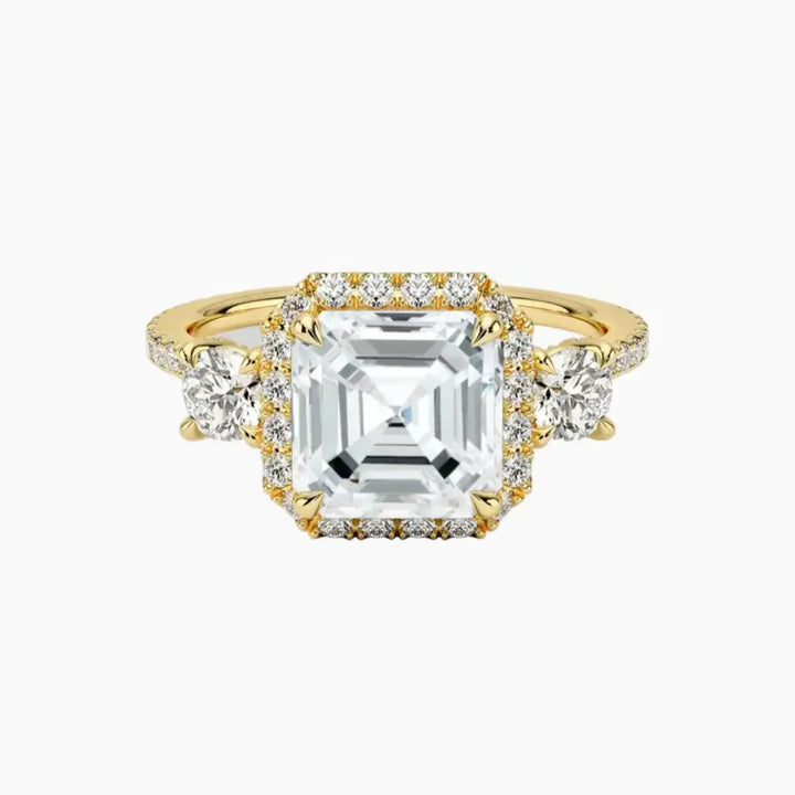 Brielle Asscher Hidden Halo 2 Carat Lab Grown Diamond Engagement Ring in 14K Yellow Gold