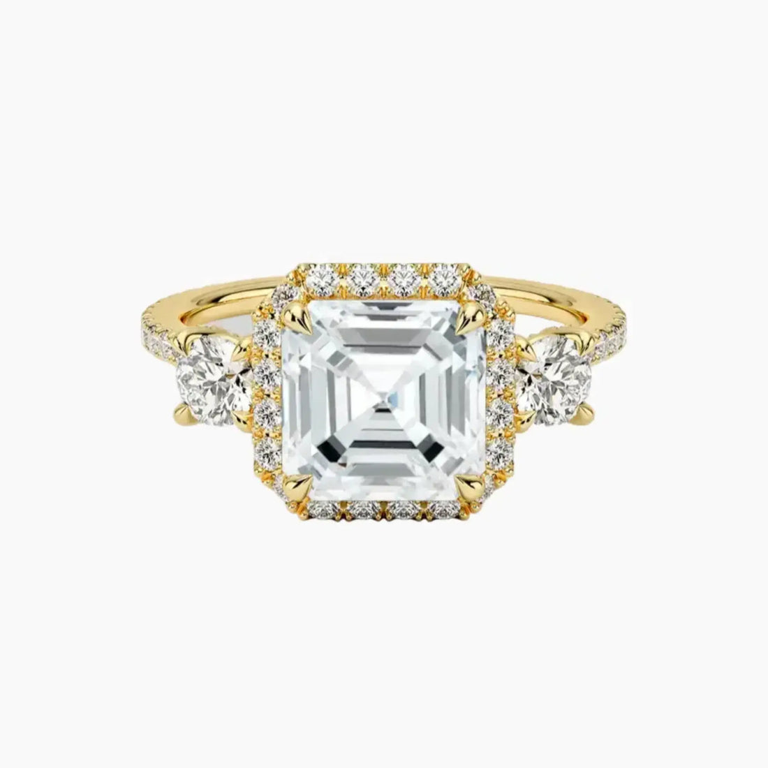 Brielle Asscher Hidden Halo 1 Carat Lab Grown Diamond Engagement Ring in 14K Yellow Gold