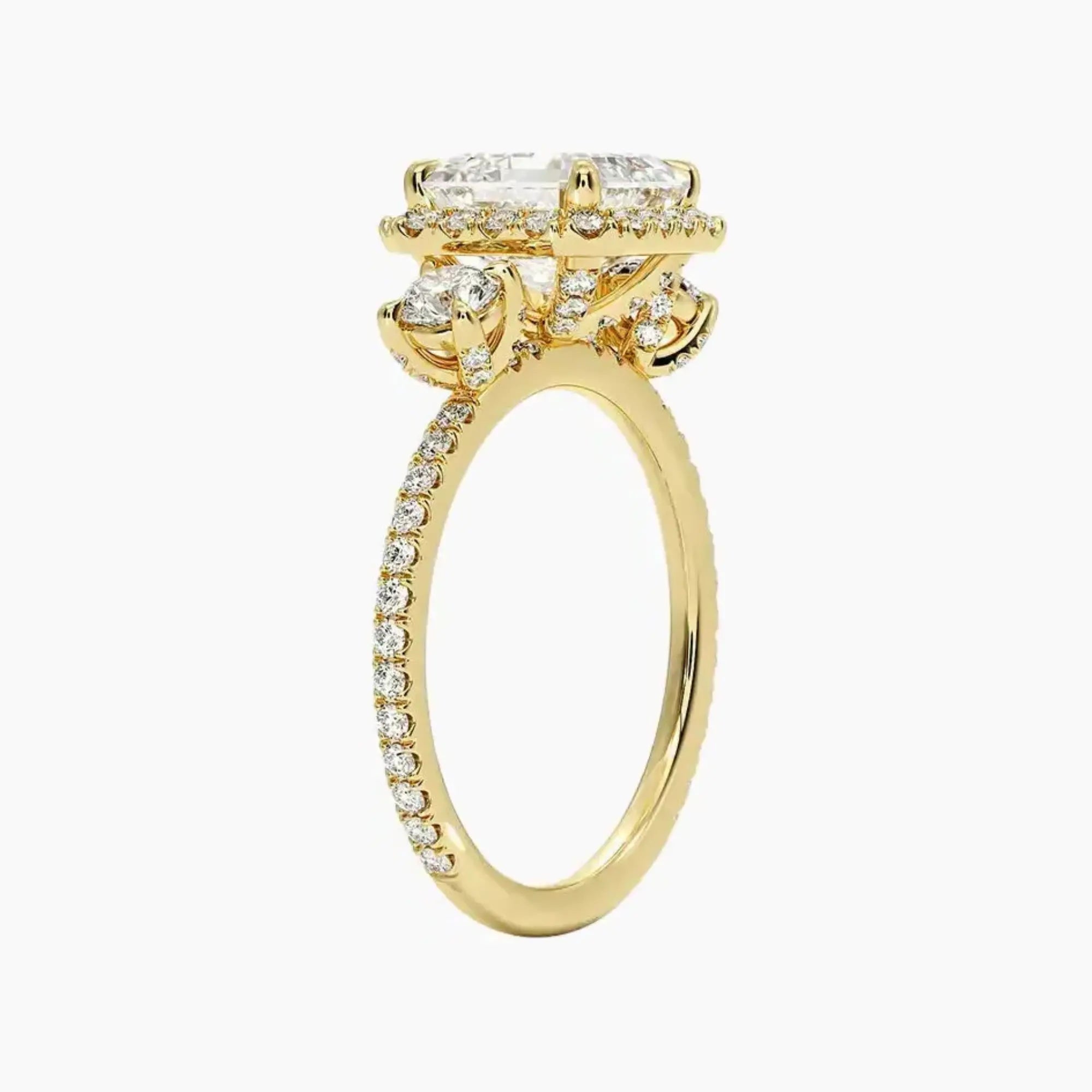 Brielle Asscher Hidden Halo 3 Carat Lab Grown Diamond Engagement Ring in 14K Yellow Gold