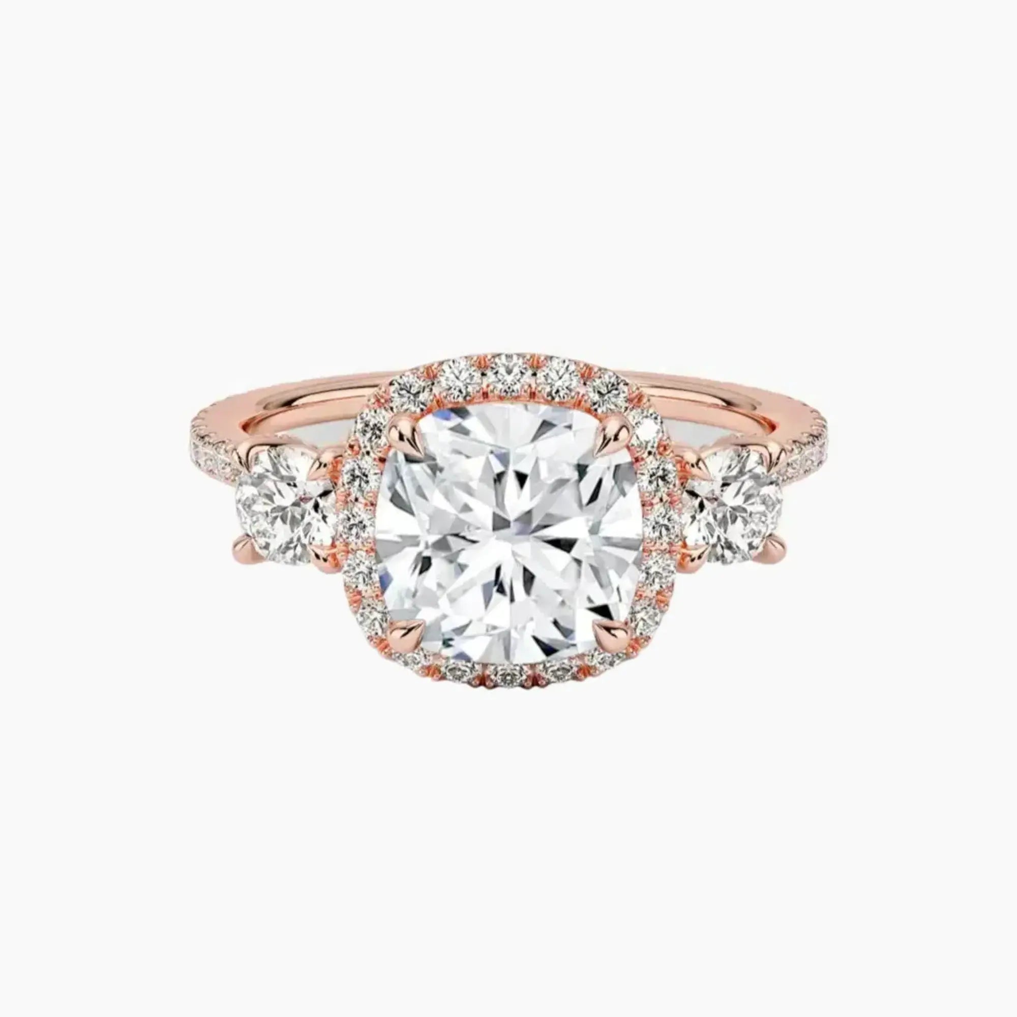 Brielle Cushion Hidden Halo 2 Carat Lab Grown Diamond Engagement Ring in 18K Rose Gold