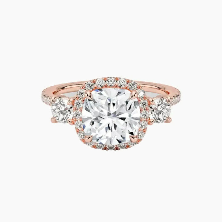 Brielle Cushion Hidden Halo 1.5 Carat Lab Grown Diamond Engagement Ring in 18K Rose Gold