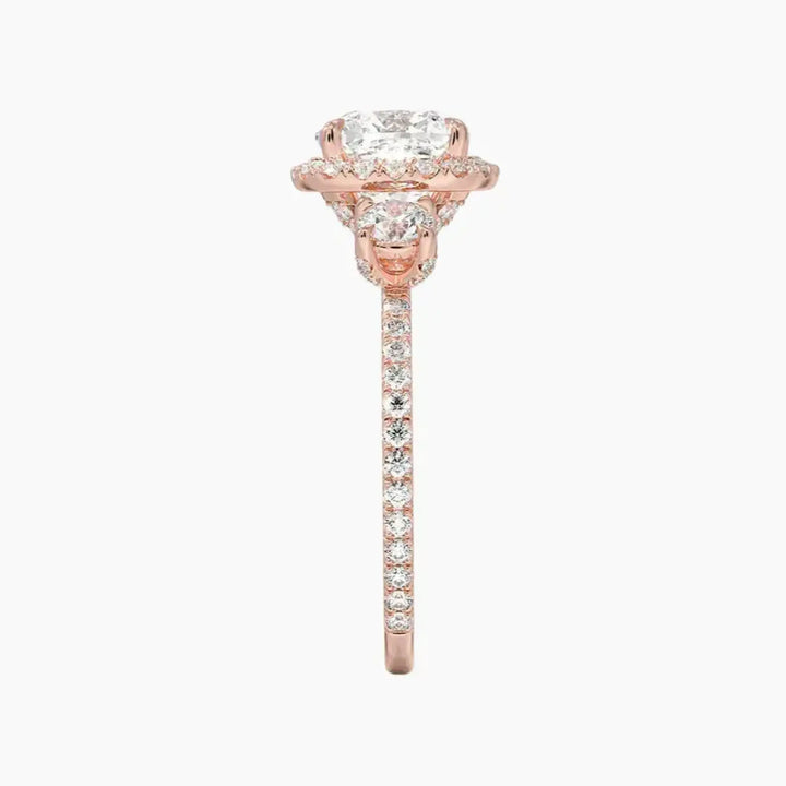 Brielle Cushion Hidden Halo 1 Carat Lab Grown Diamond Engagement Ring in 14K White Gold