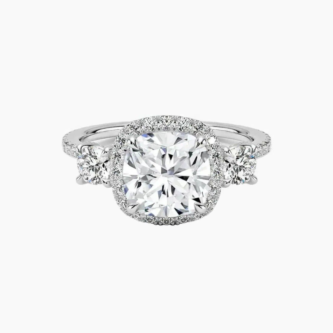 Brielle Cushion Hidden Halo 1 Carat Lab Grown Diamond Engagement Ring in 18K White Gold