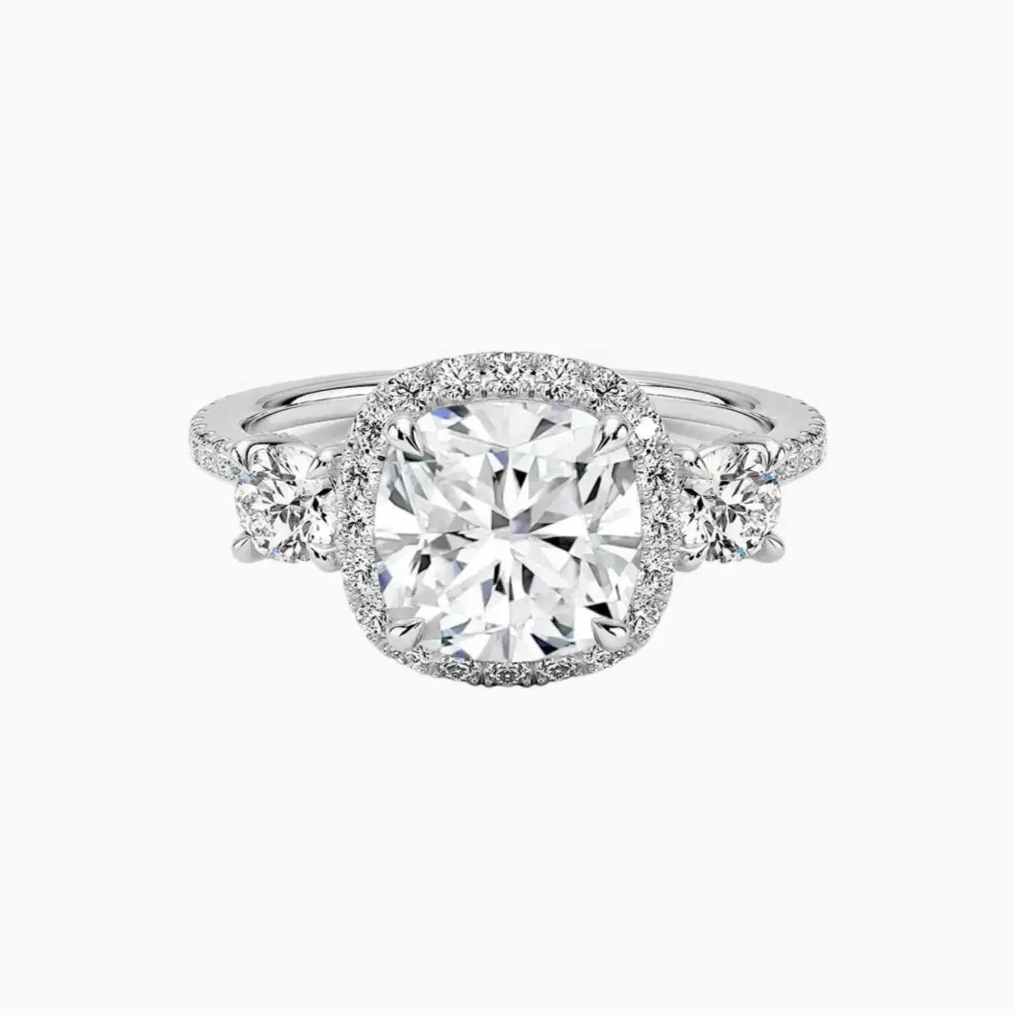 Brielle Cushion Hidden Halo Diamond Ring Setting in 14K White Gold