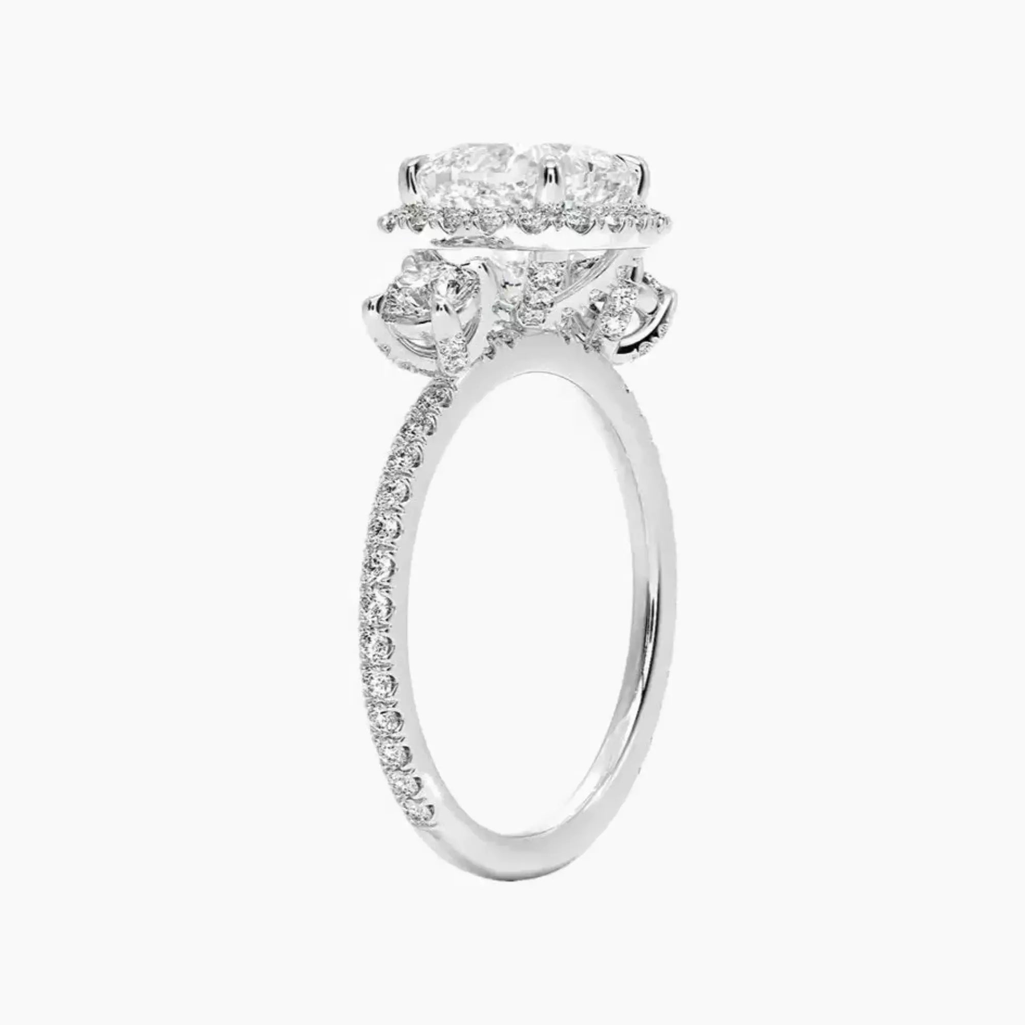 Brielle Cushion Hidden Halo Diamond Ring Setting in 14K White Gold
