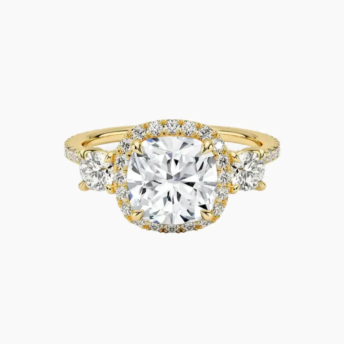 Brielle Cushion Hidden Halo 1 Carat Lab Grown Diamond Engagement Ring in 18K Rose Gold