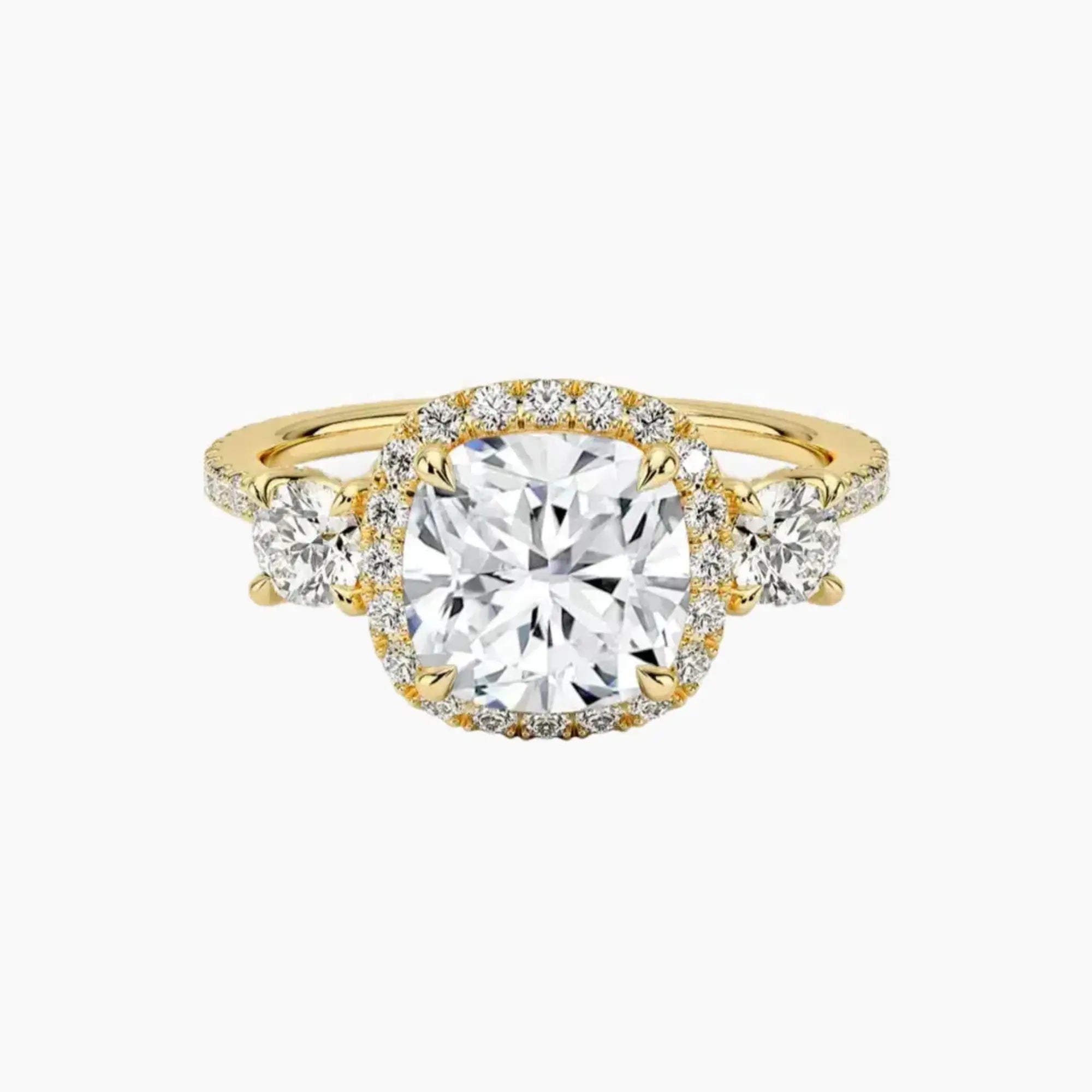 Brielle Cushion Hidden Halo 2.5 Carat Lab Grown Diamond Engagement Ring in 18K White Gold