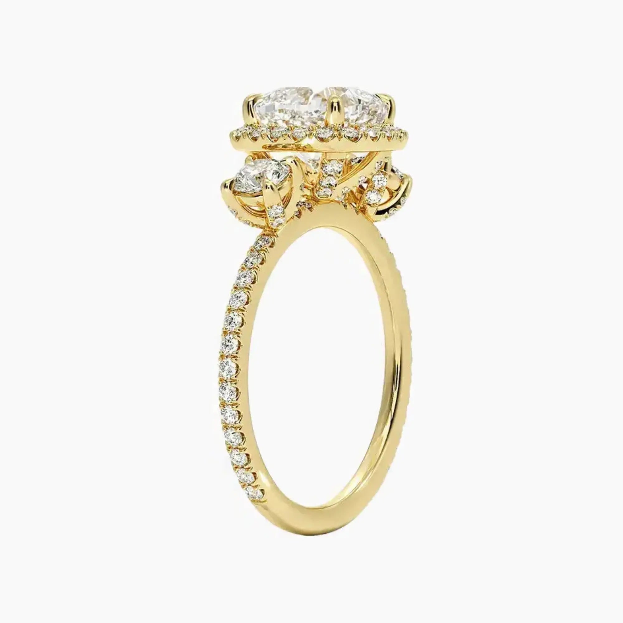 Brielle Cushion Hidden Halo 2.5 Carat Lab Grown Diamond Engagement Ring in 14K White Gold