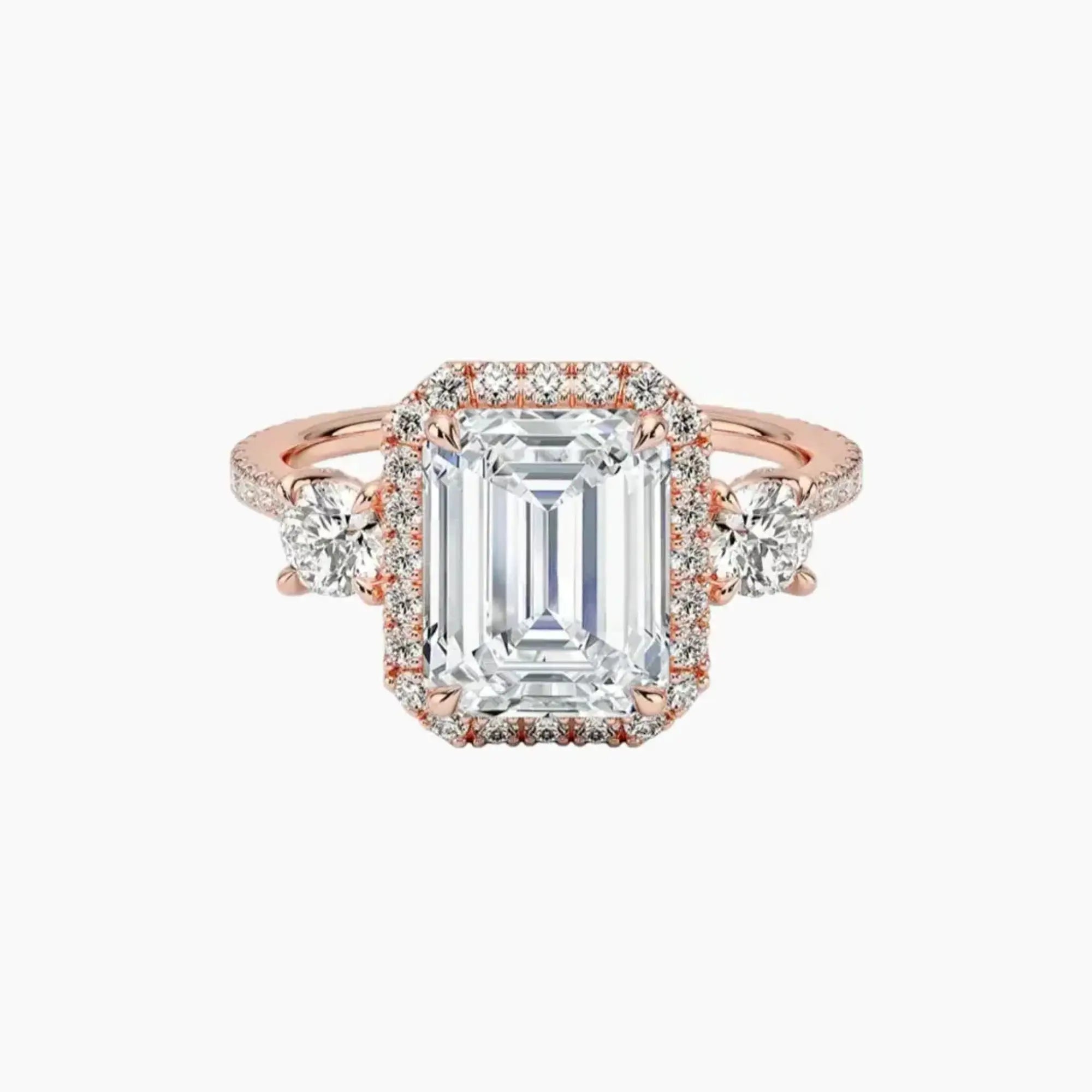 Brielle Emerald Hidden Halo Diamond Ring Setting in 18K Yellow Gold