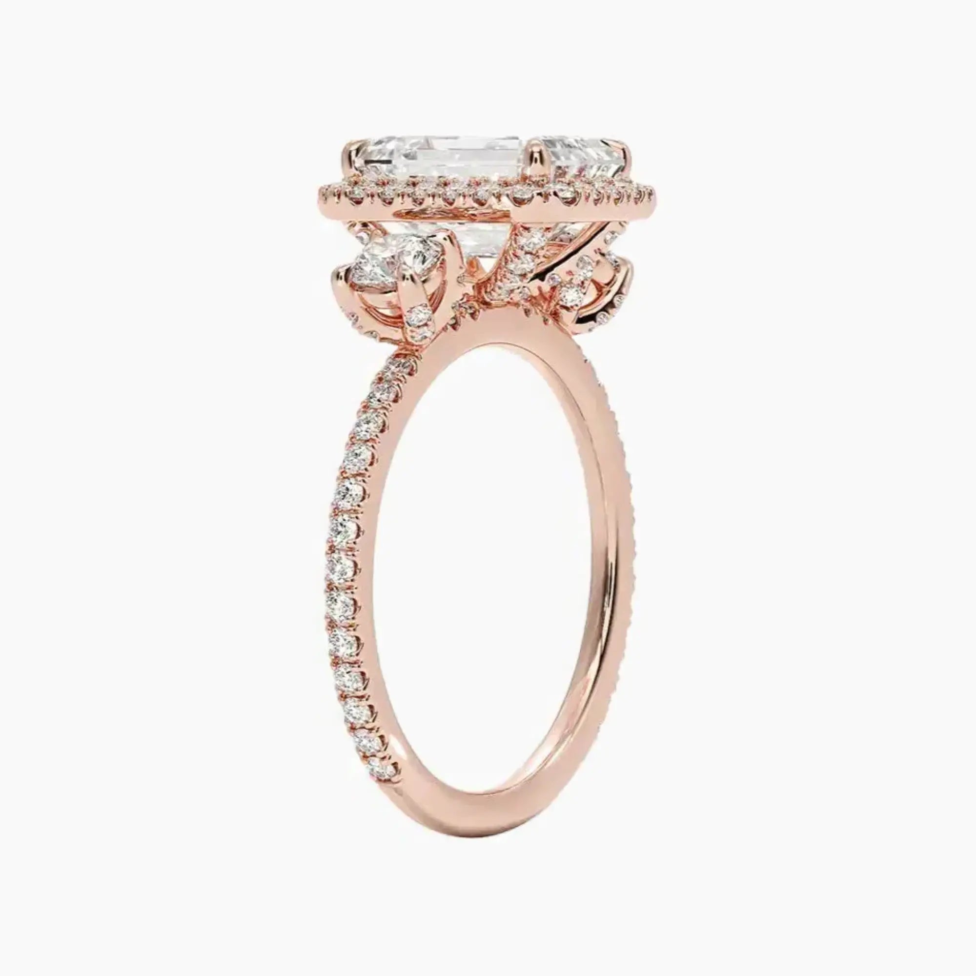 Brielle Emerald Hidden Halo 2.5 Carat Lab Grown Diamond Engagement Ring in 18K Yellow Gold