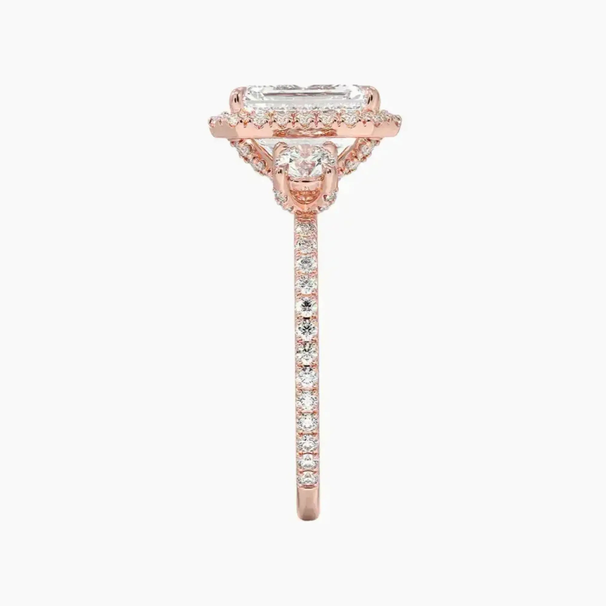 Brielle Emerald Hidden Halo 2 Carat Lab Grown Diamond Engagement Ring in 18K Rose Gold