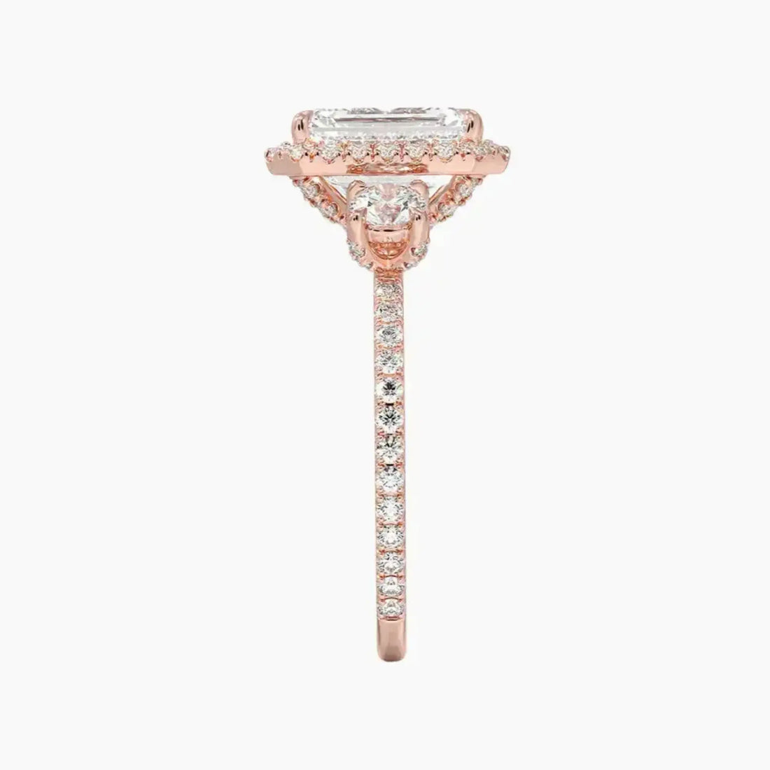 Brielle Emerald Hidden Halo 1.5 Carat Lab Grown Diamond Engagement Ring in 18K White Gold