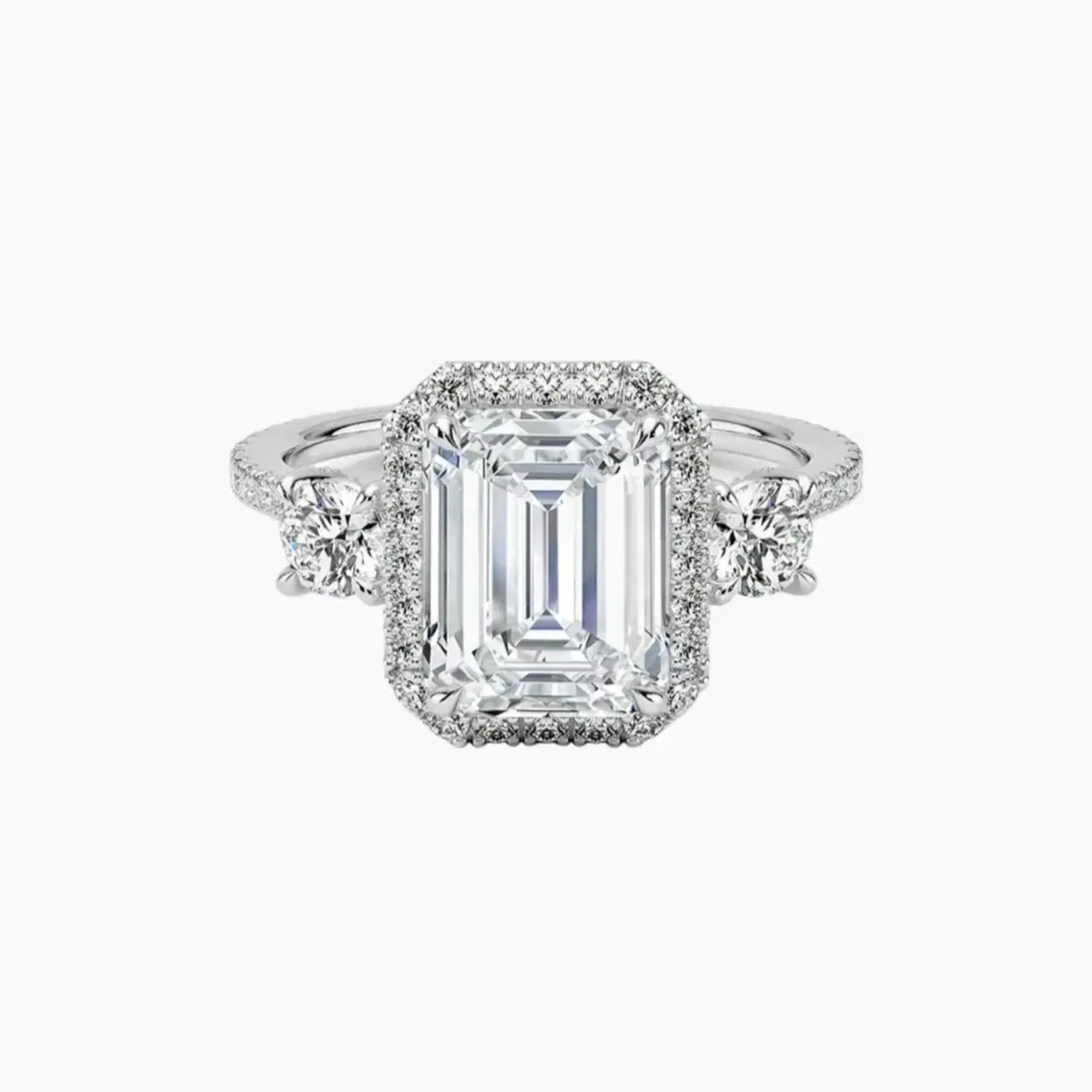 Brielle Emerald Hidden Halo 1.5 Carat Lab Grown Diamond Engagement Ring in 14K Rose Gold