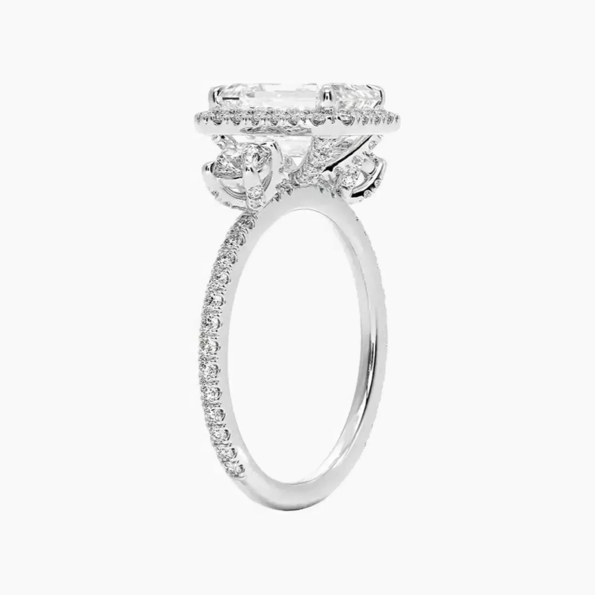 Brielle Emerald Hidden Halo 1.5 Carat Lab Grown Diamond Engagement Ring in 14K Yellow Gold
