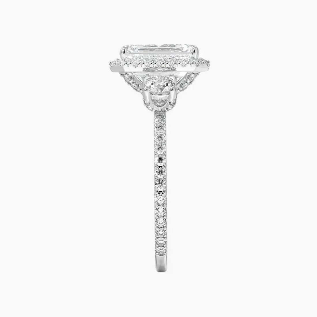 Brielle Emerald Hidden Halo 1 Carat Lab Grown Diamond Engagement Ring in 14K Rose Gold
