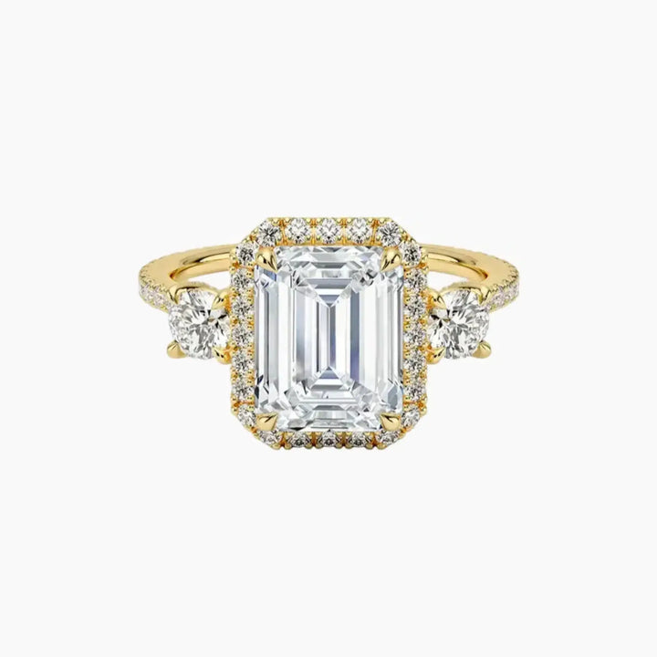Brielle Emerald Hidden Halo 1.5 Carat Lab Grown Diamond Engagement Ring in 18K Yellow Gold
