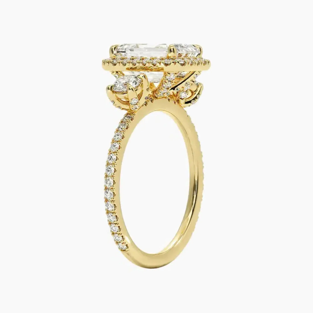 Brielle Emerald Hidden Halo 1.5 Carat Lab Grown Diamond Engagement Ring in 18K White Gold