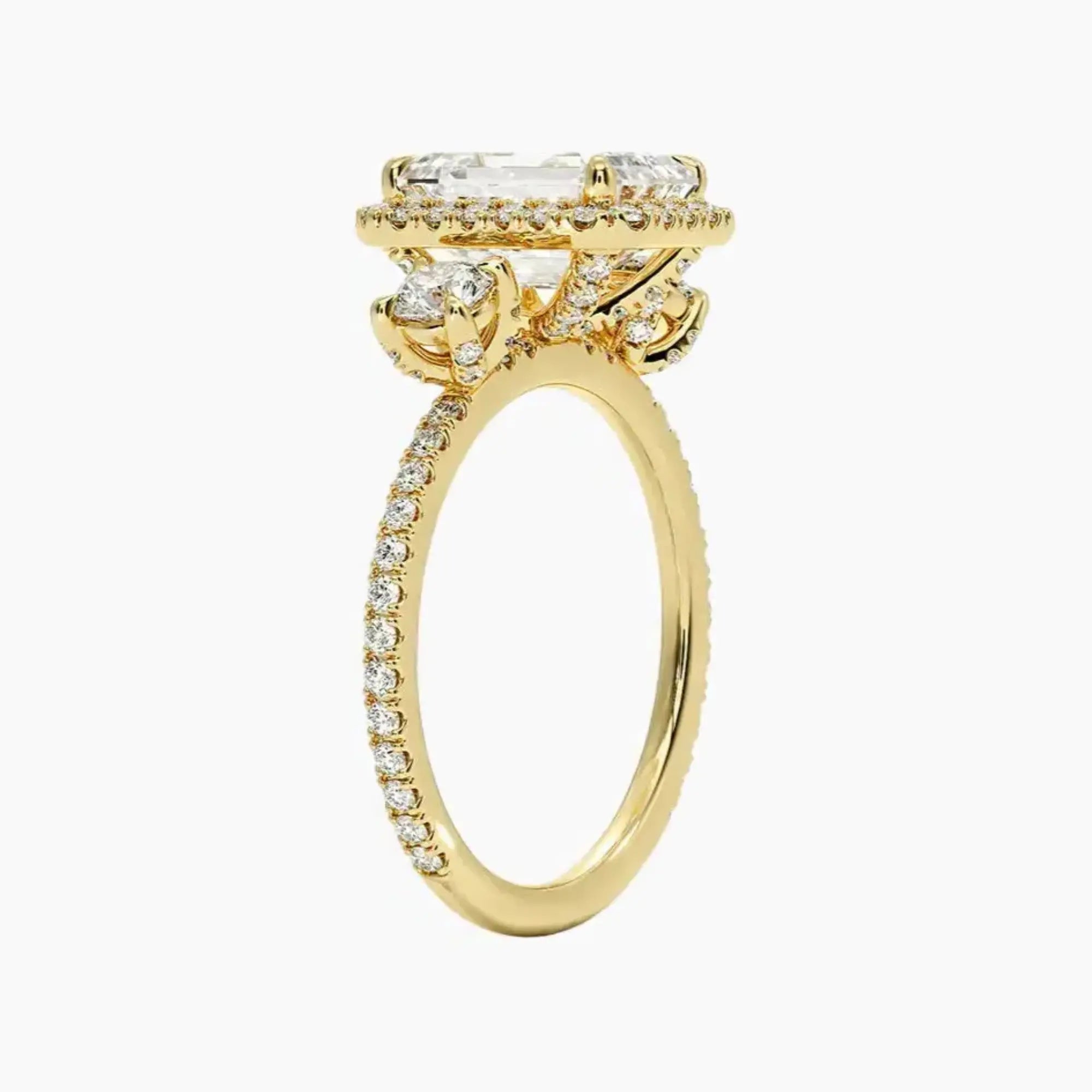 Brielle Emerald Hidden Halo 2.5 Carat Lab Grown Diamond Engagement Ring in 18K Rose Gold