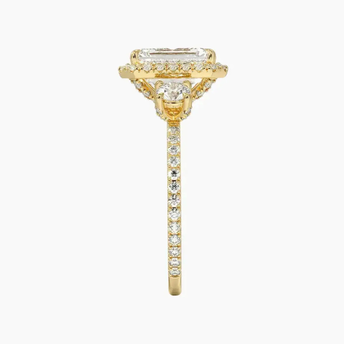 Brielle Emerald Hidden Halo 1 Carat Lab Grown Diamond Engagement Ring in 18K Yellow Gold