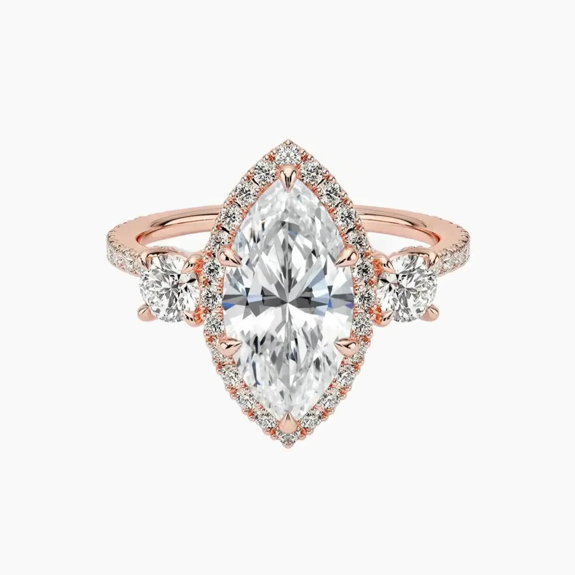 Brielle Marquise Hidden Halo 1 Carat Lab Grown Diamond Engagement Ring in 18K Yellow Gold
