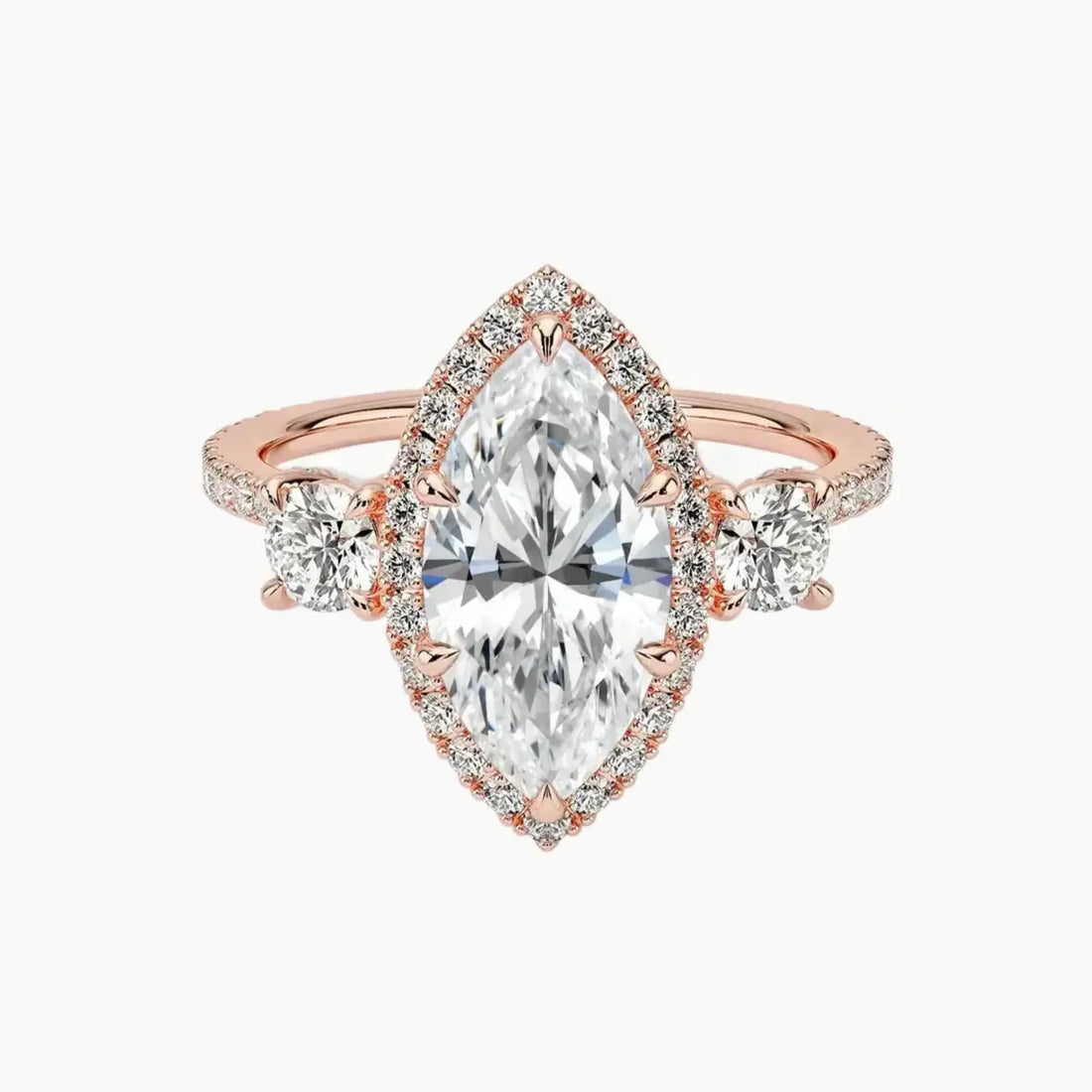 Brielle Marquise Hidden Halo Diamond Ring Setting in 18K Yellow Gold