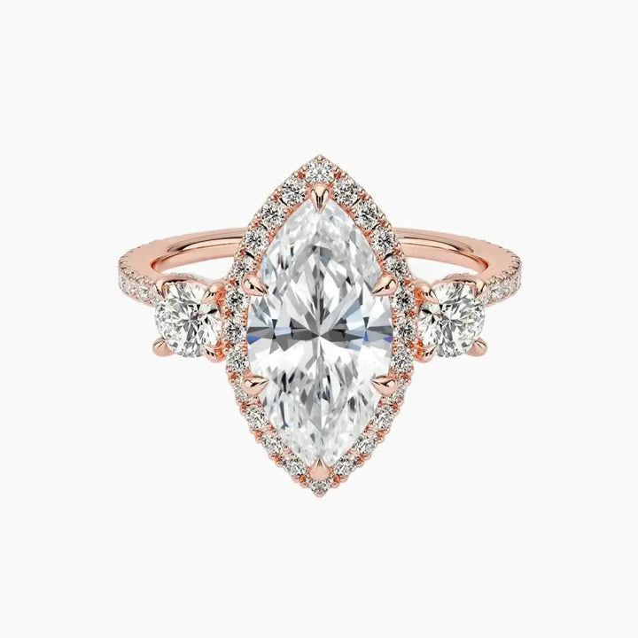 Brielle Marquise Hidden Halo 2.5 Carat Lab Grown Diamond Engagement Ring in 14K Rose Gold