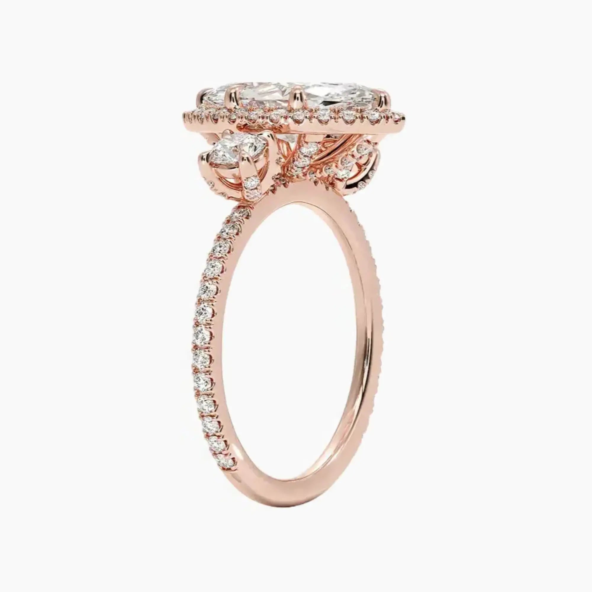 Brielle Marquise Hidden Halo 2 Carat Lab Grown Diamond Engagement Ring in 18K Yellow Gold