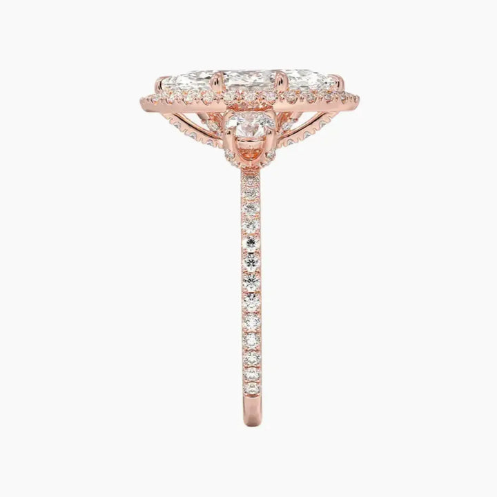 Brielle Marquise Hidden Halo 1 Carat Lab Grown Diamond Engagement Ring in 14K White Gold