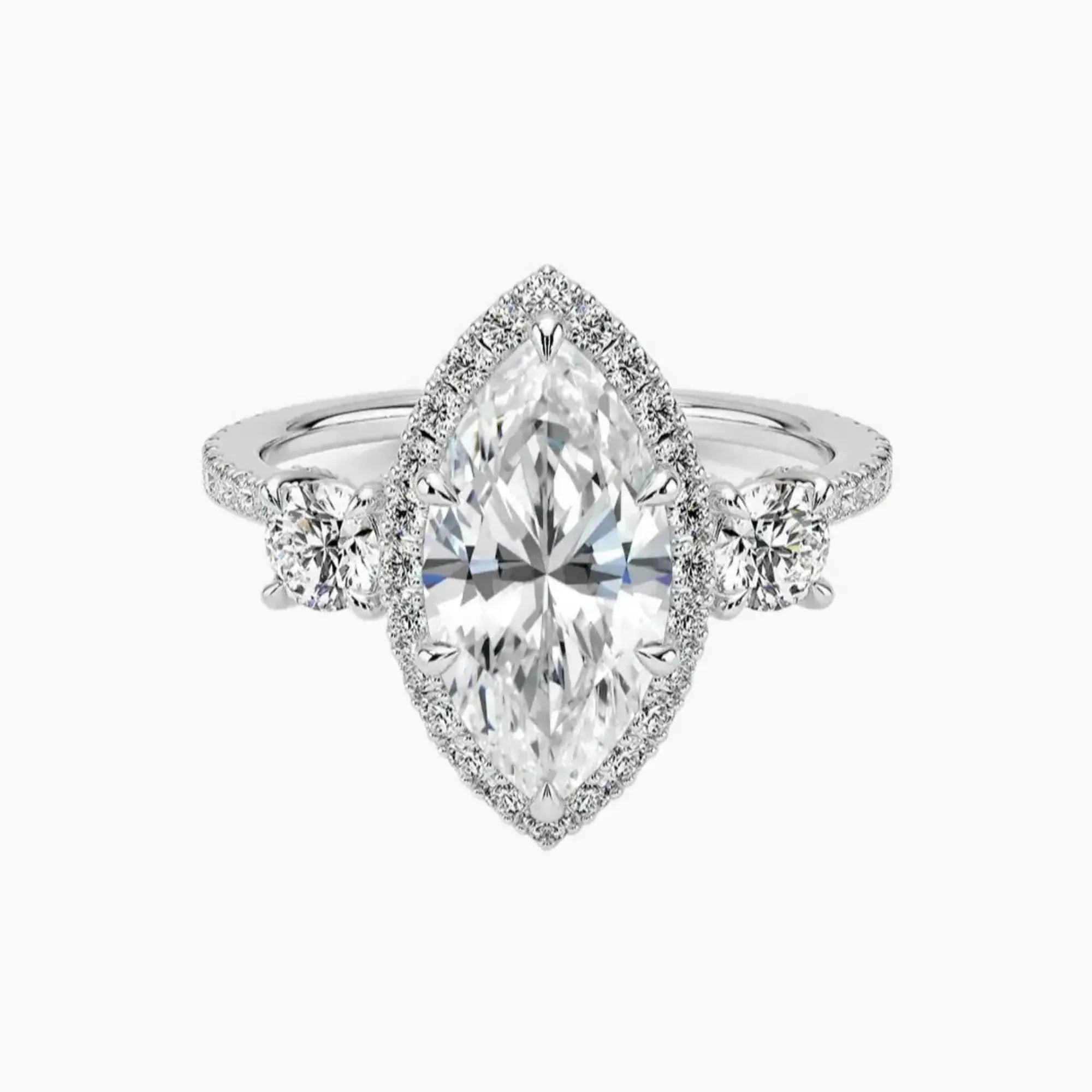 Brielle Marquise Hidden Halo 1 Carat Lab Grown Diamond Engagement Ring in 14K Rose Gold