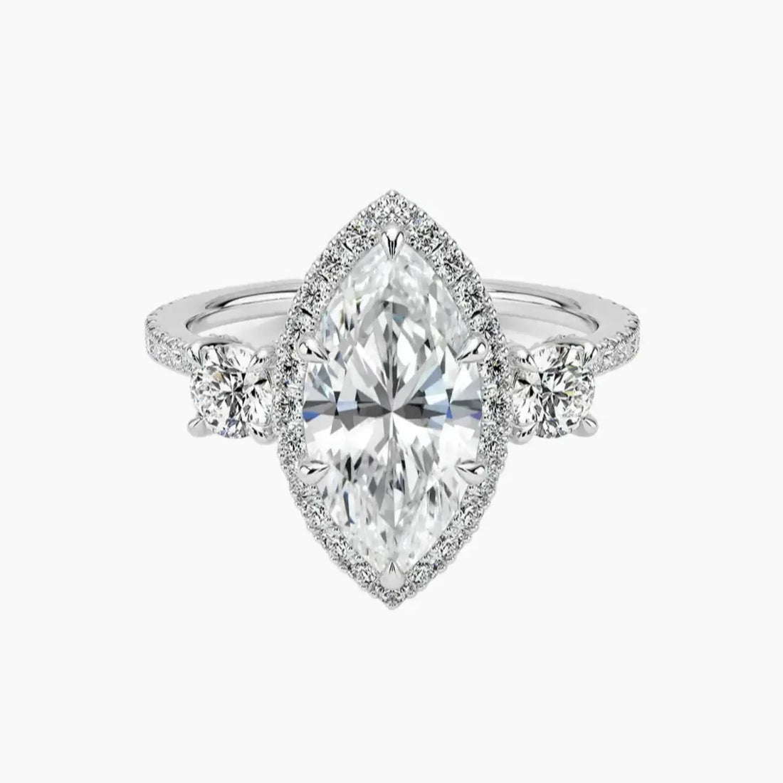 Brielle Marquise Hidden Halo 3 Carat Lab Grown Diamond Engagement Ring in 14K Yellow Gold