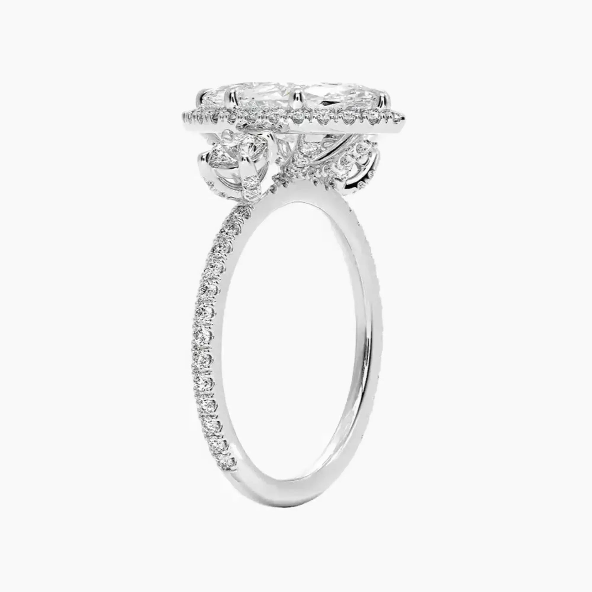 Brielle Marquise Hidden Halo 1.5 Carat Lab Grown Diamond Engagement Ring in 18K Rose Gold