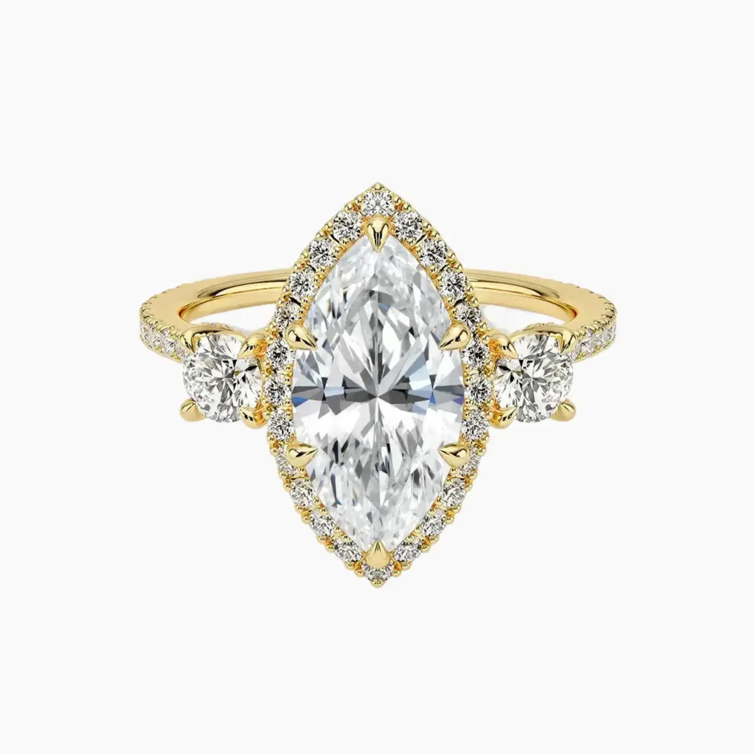 Brielle Marquise Hidden Halo 1.5 Carat Lab Grown Diamond Engagement Ring in 14K Rose Gold