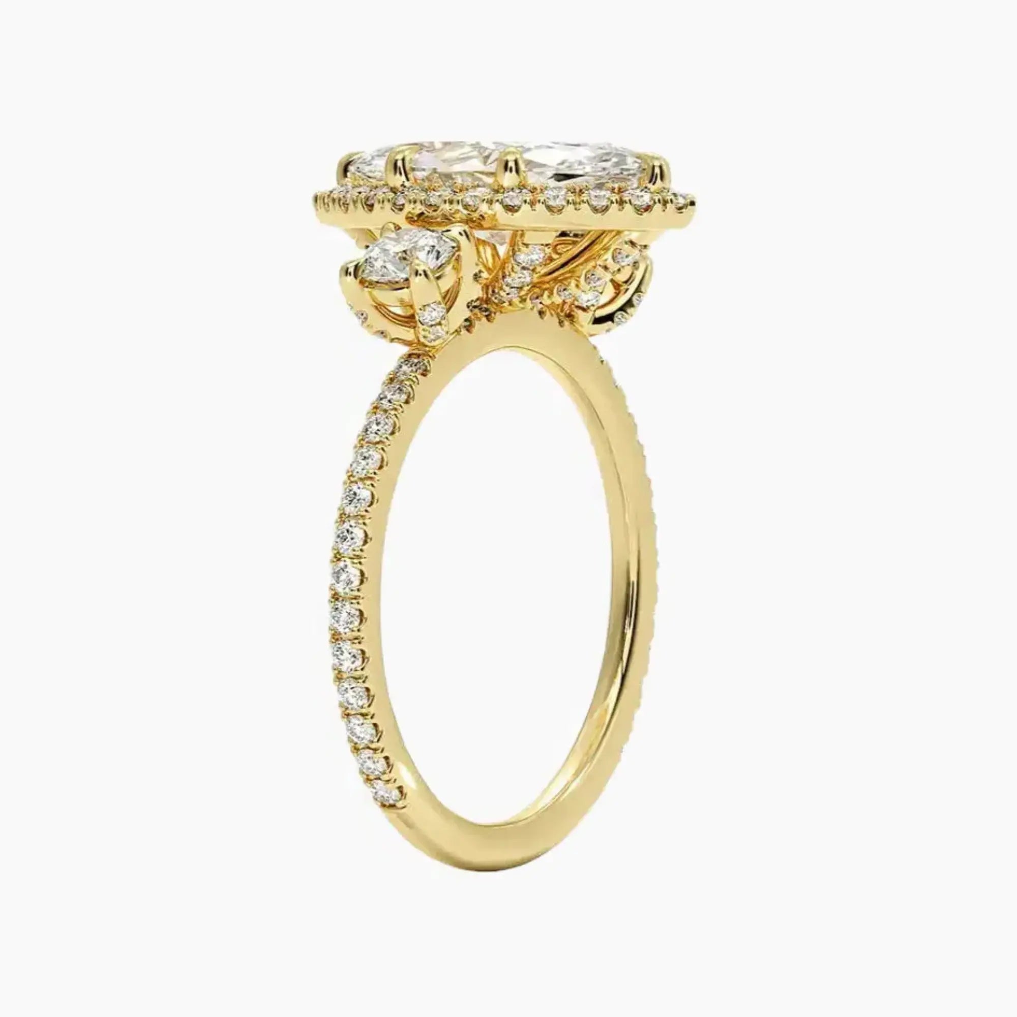 Brielle Marquise Hidden Halo 1 Carat Lab Grown Diamond Engagement Ring in 18K Rose Gold