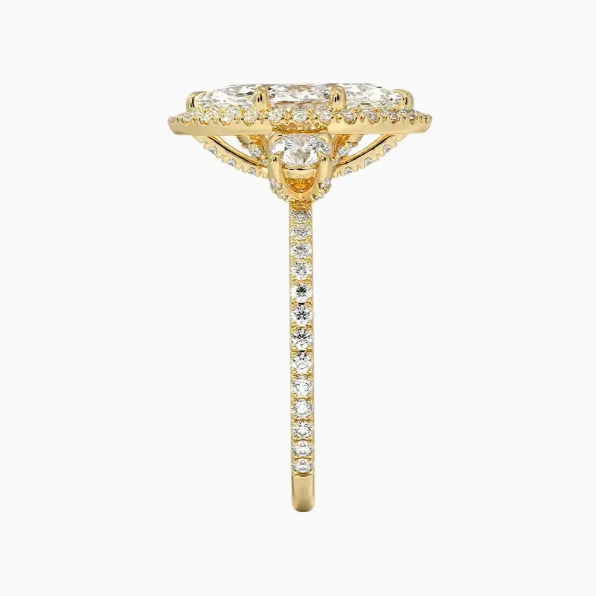 Brielle Marquise Hidden Halo 1 Carat Lab Grown Diamond Engagement Ring in 14K Yellow Gold