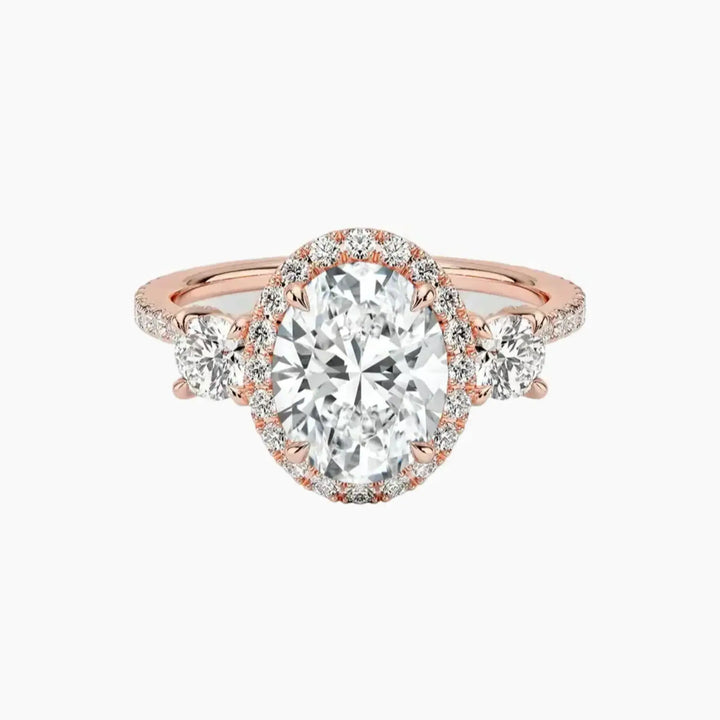 Brielle Oval Hidden Halo 2 Carat Lab Grown Diamond Engagement Ring in 18K Rose Gold