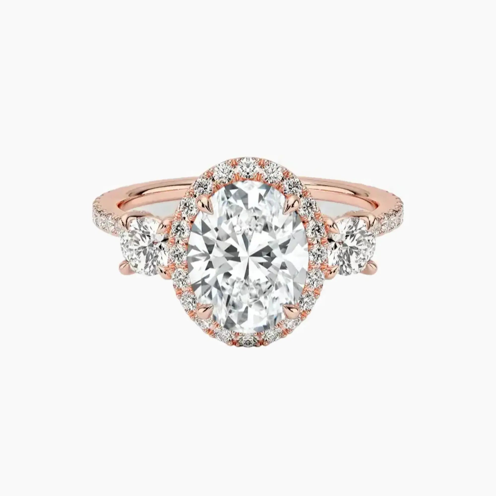 Brielle Oval Hidden Halo 1 Carat Lab Grown Diamond Engagement Ring in 14K Rose Gold
