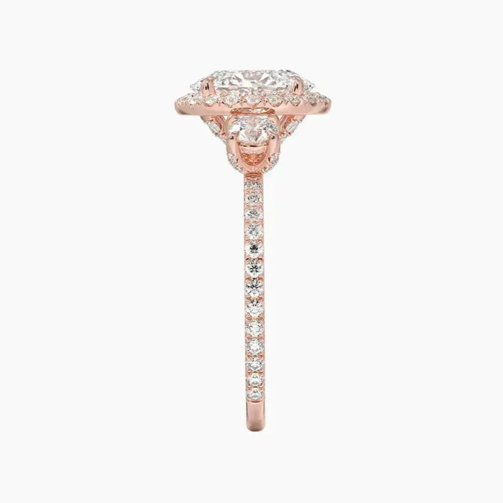 Brielle Oval Hidden Halo 1.5 Carat Lab Grown Diamond Engagement Ring in 18K Yellow Gold