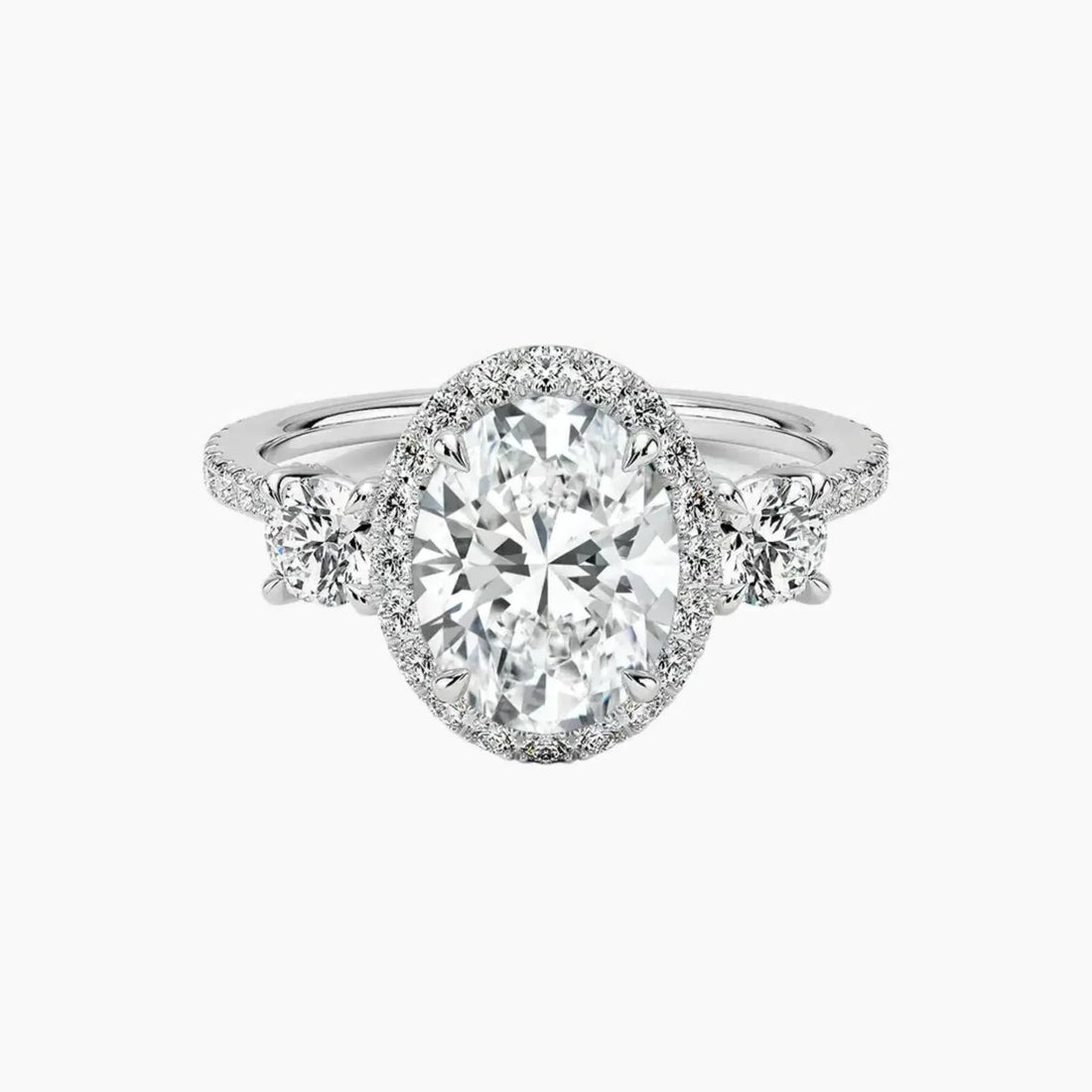 Brielle Oval Hidden Halo 3 Carat Lab Grown Diamond Engagement Ring in 14K White Gold