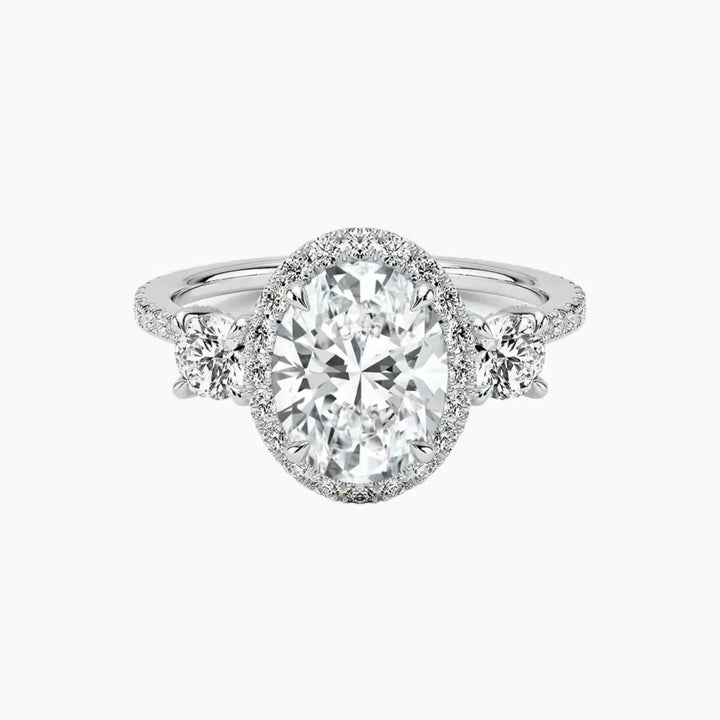 Brielle Oval Hidden Halo 1 Carat Lab Grown Diamond Engagement Ring in 14K White Gold
