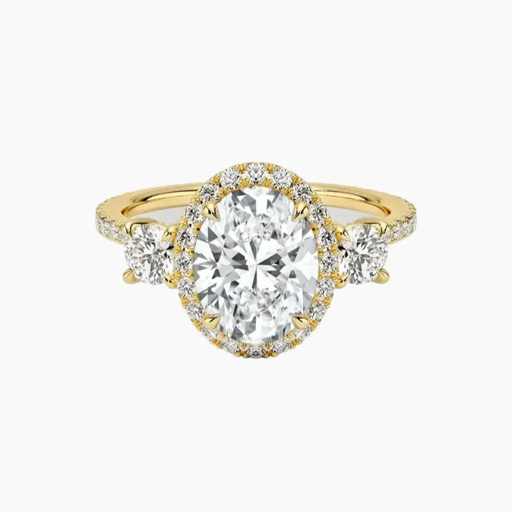 Brielle Oval Hidden Halo 2 Carat Lab Grown Diamond Engagement Ring in 18K Yellow Gold