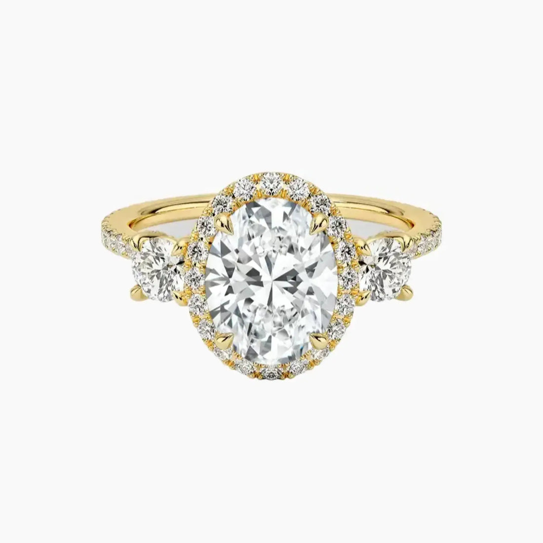 Brielle Oval Hidden Halo 3 Carat Lab Grown Diamond Engagement Ring in 14K White Gold