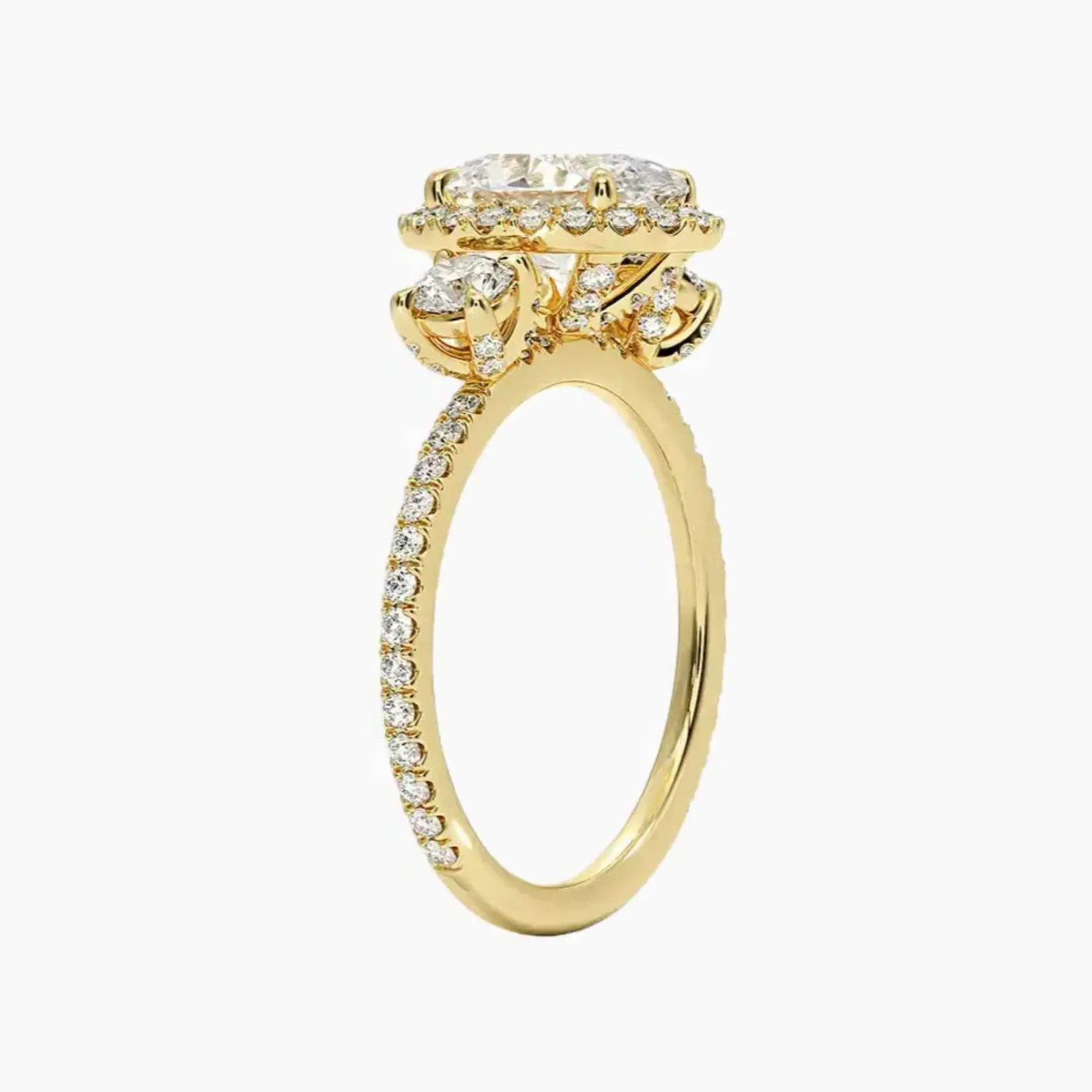Brielle Oval Hidden Halo 1 Carat Lab Grown Diamond Engagement Ring in 14K Rose Gold
