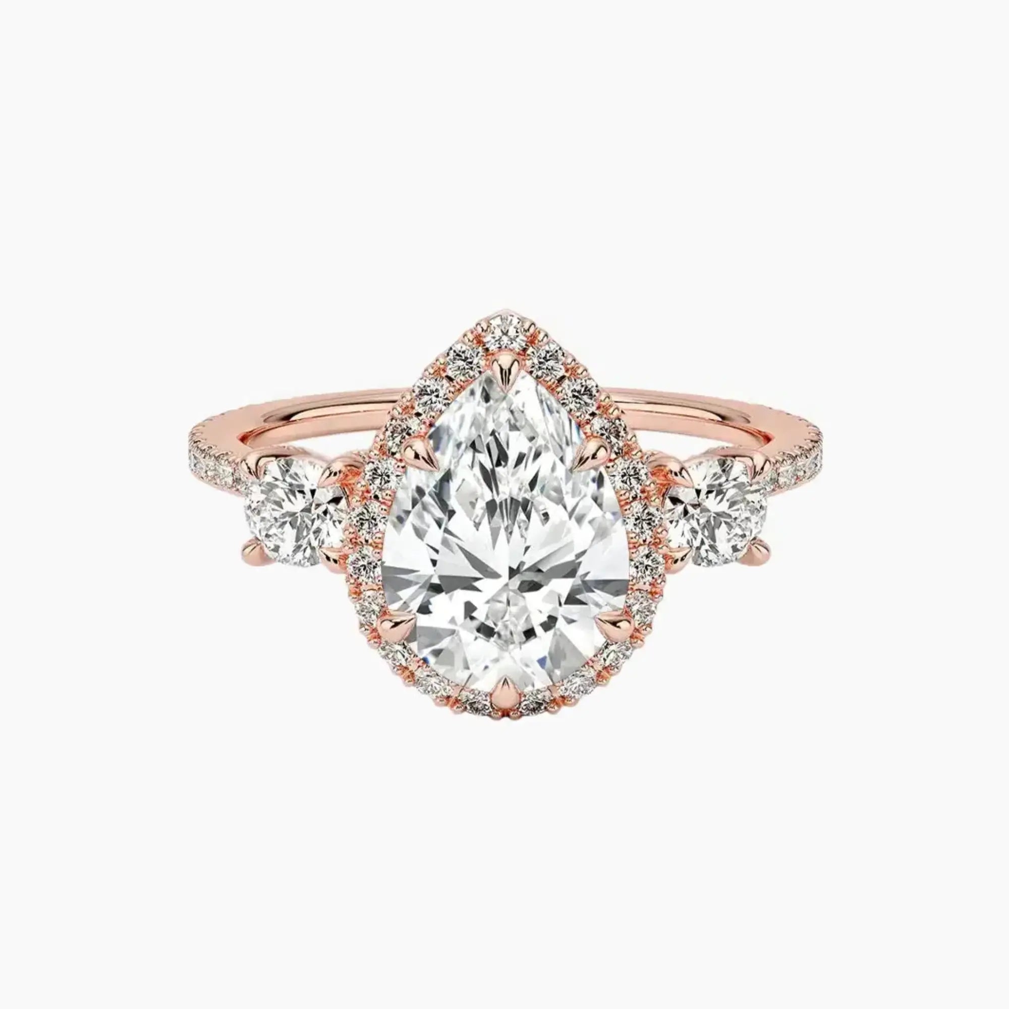 Brielle Pear Hidden Halo Diamond Ring Setting in 14K White Gold